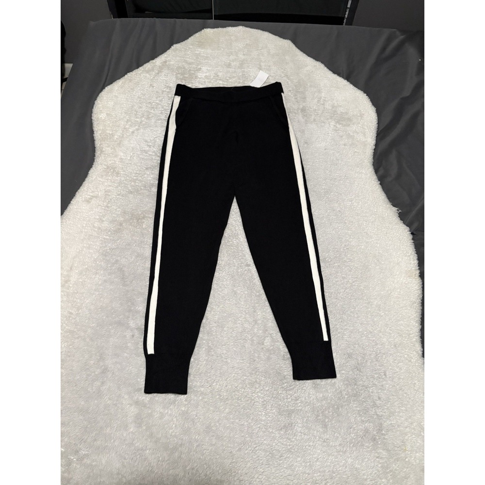 Wynne Layers Kiss of Cashmere Pull On Jogger Size XS Black White Lounge Cozy NEW